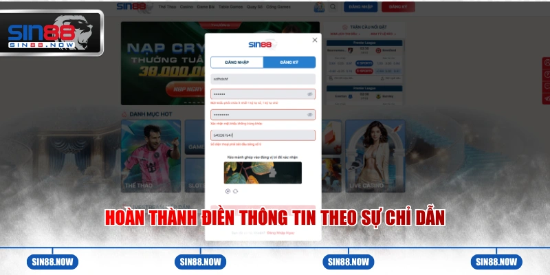 Hoàn thành điền thông tin theo sự chỉ dẫn